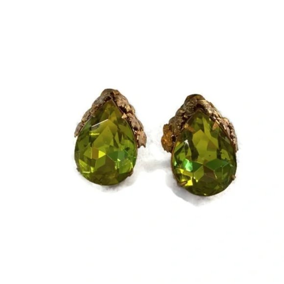 Vintage Chunky Pear Shape Dramatic Miriam HASKELL Clip on Earrings
